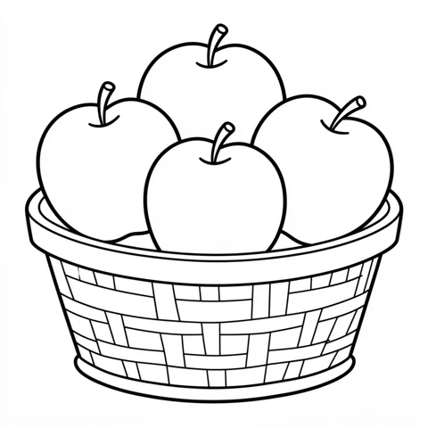 Generated counting apples coloring page with a basket of apples